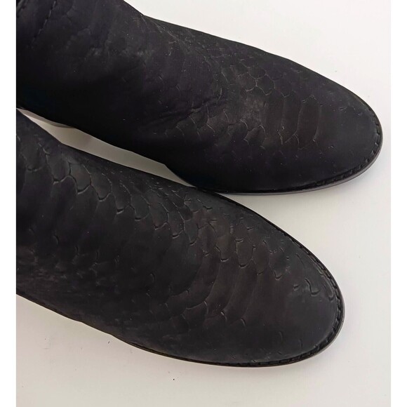 Jeffrey Campbell Rosee Snake Print Blk Suede Stacked Heel Ankle Boot Sz 9.5 - Picture 7 of 9